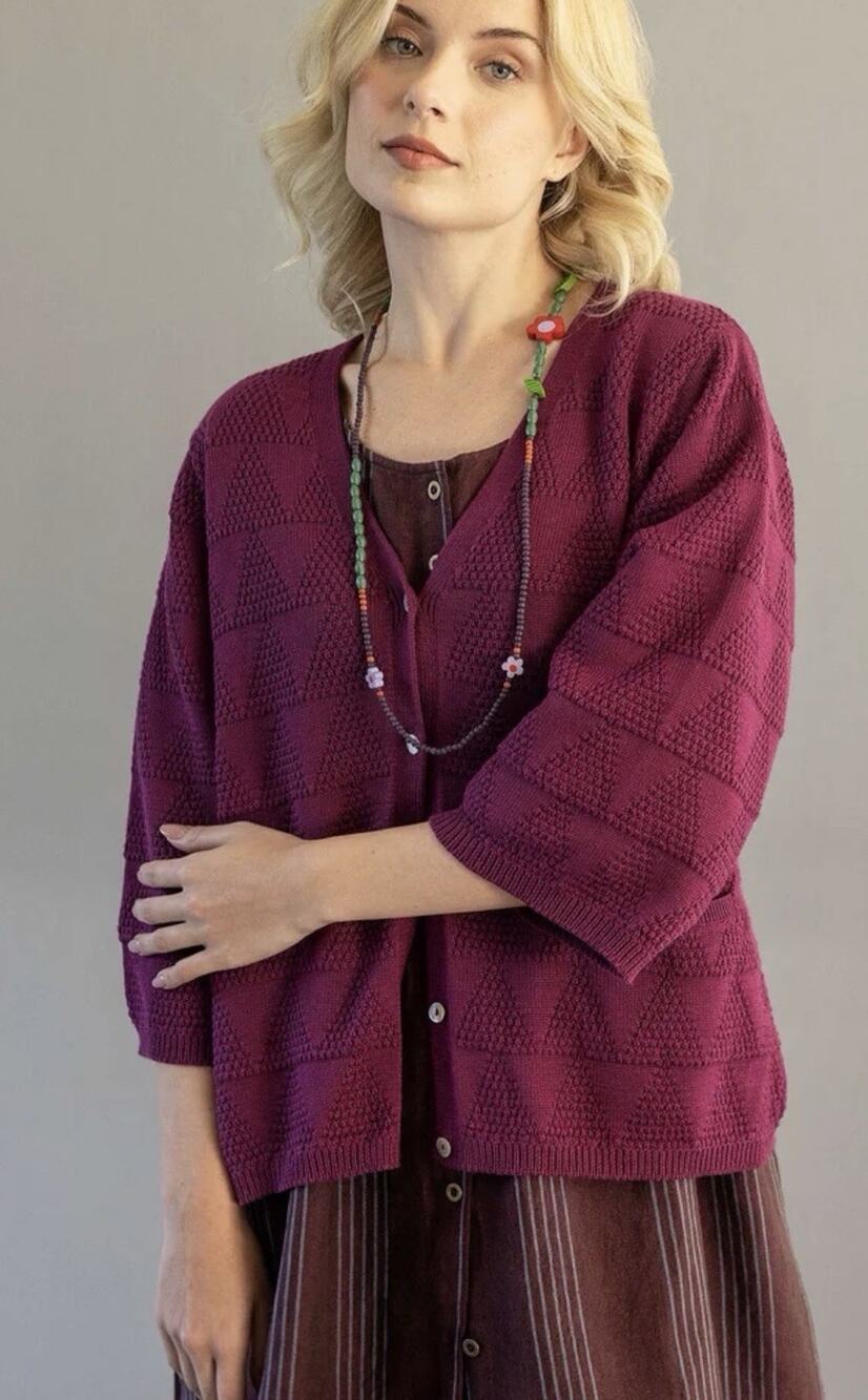 GUDRUN SJODEN Organic cotton textured-knit cardigan Women’s Large Grape